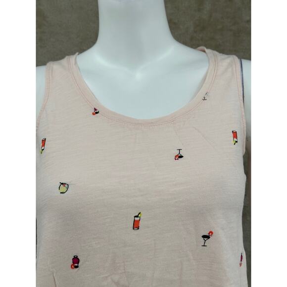 A New Day Tank Top Womens Small Peach Sleeveless Embroidered Drinks Summer Beach - Picture 2 of 9